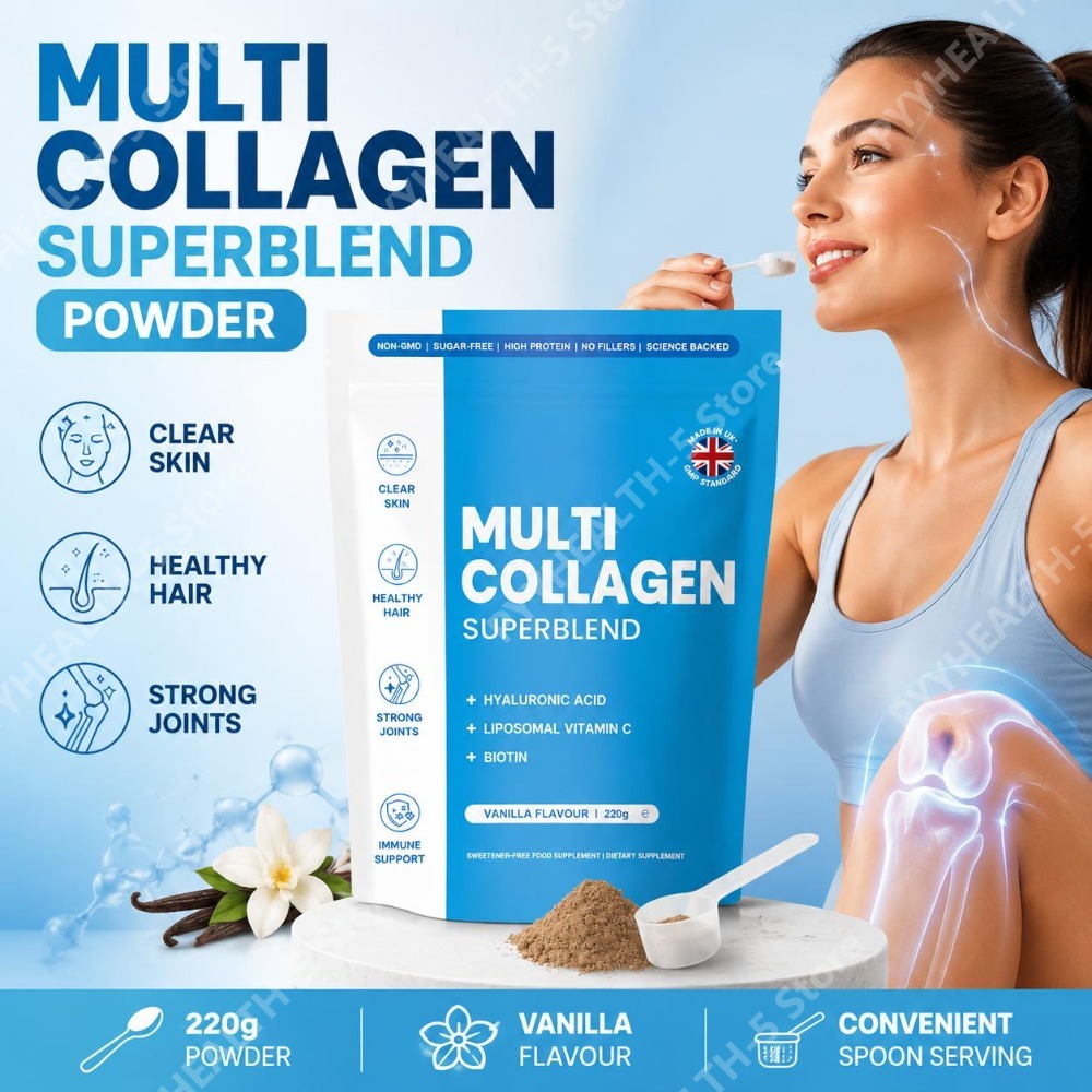Vitamin C Powder - Multi Collageen Superblend Poeder met Hyaluronzuur,